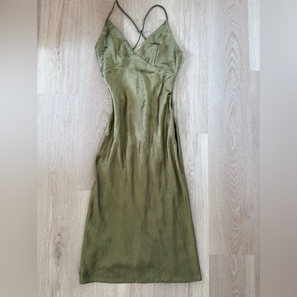 White Fox Green Slip Dress Small